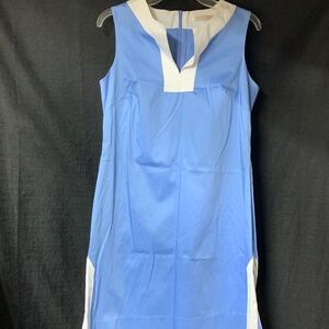 Shannon McLean Sheath Dress M? Elegant Blue and White Women's Dress